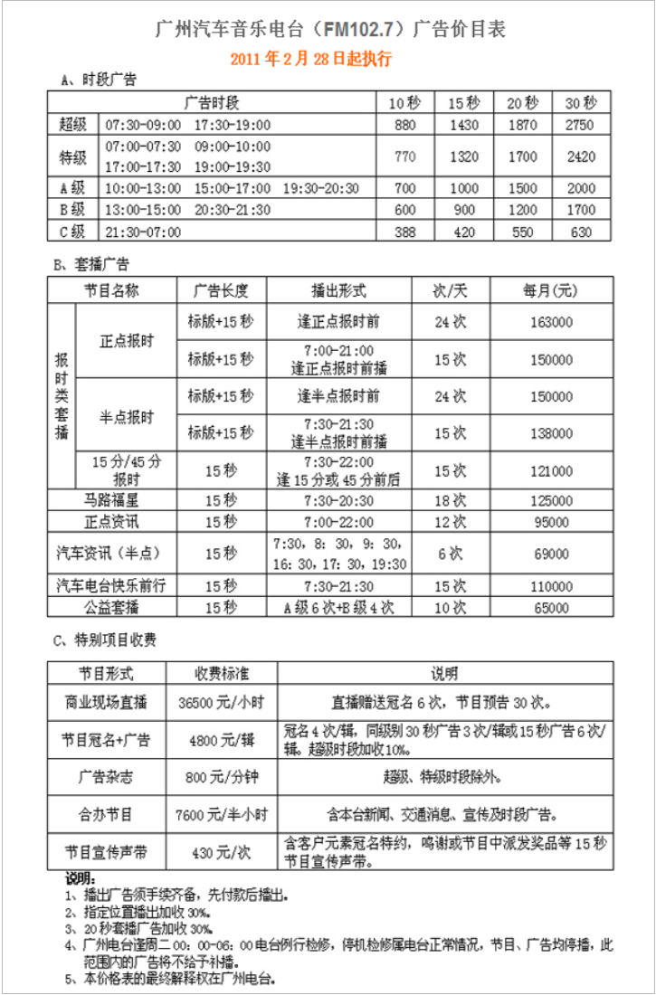 2011广州人民广播电台金曲广播102.7广告报价表.png